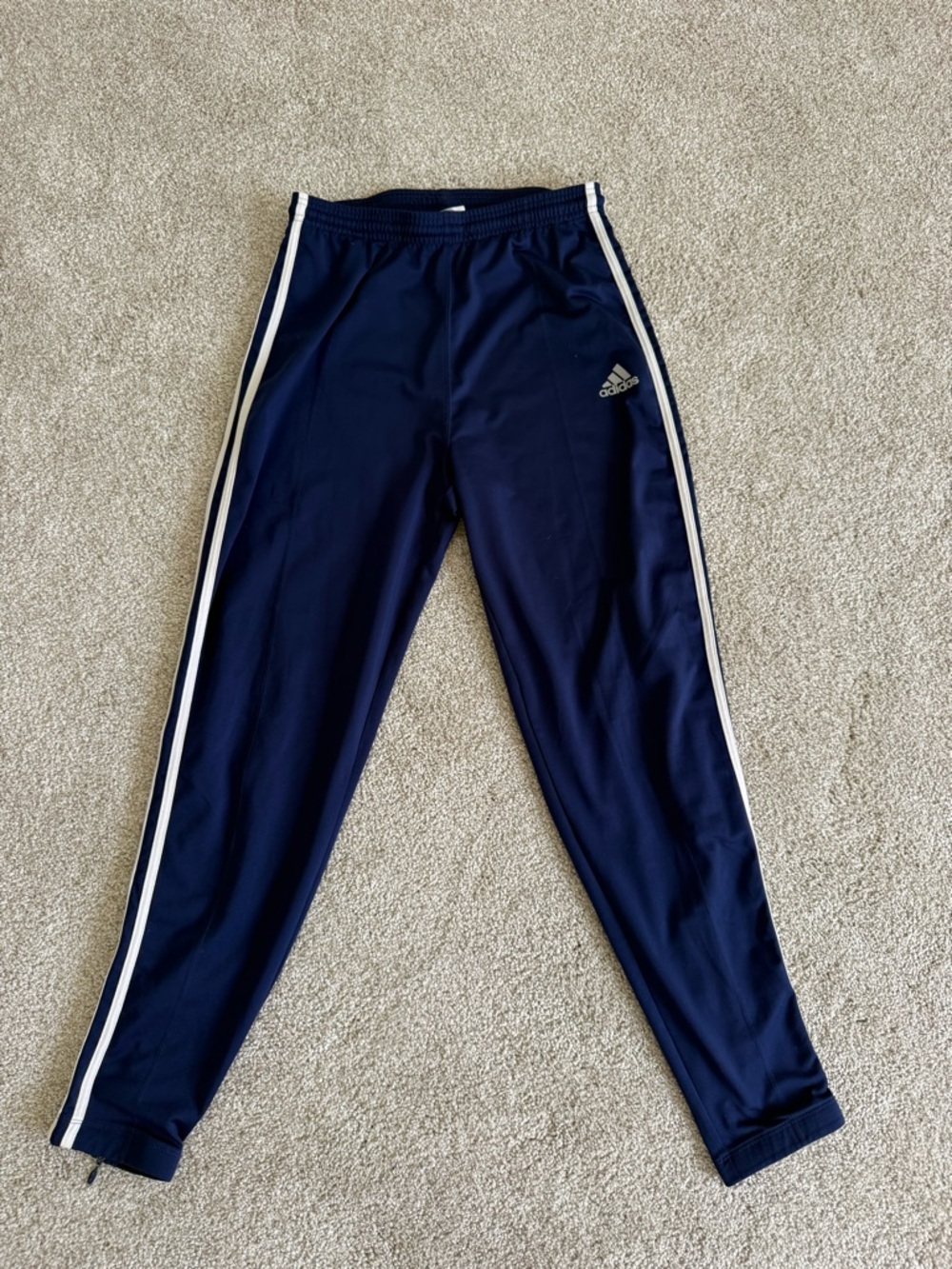 adidas Kids Navy Joggers with White Side Stripes